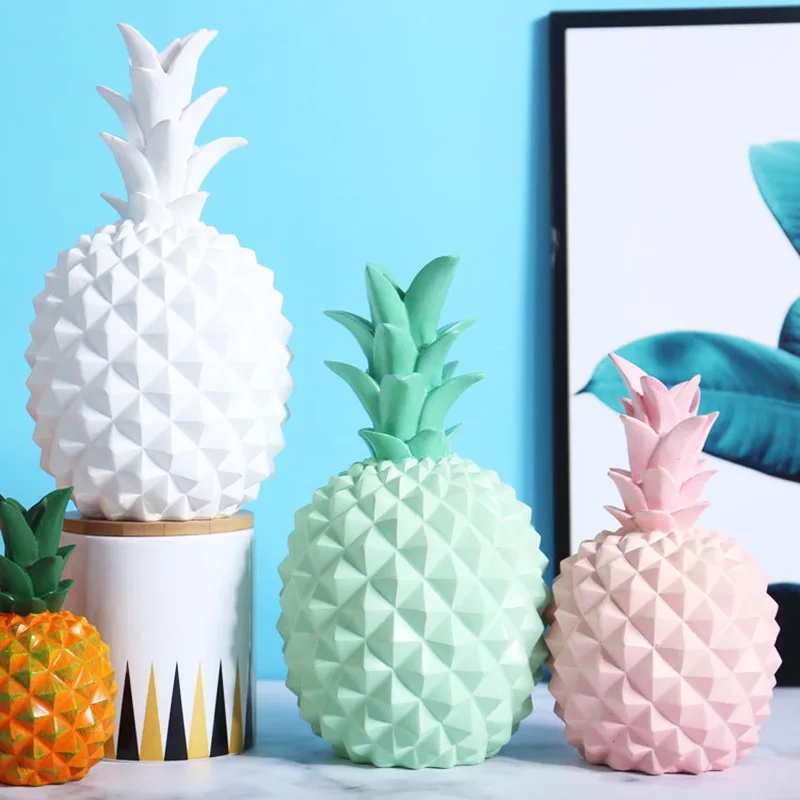 

Fashion Ananas Statue Home Decoration Accessories Abstract Sculpture Desk Decor Coin Storage Box Living Room Decorative Statues