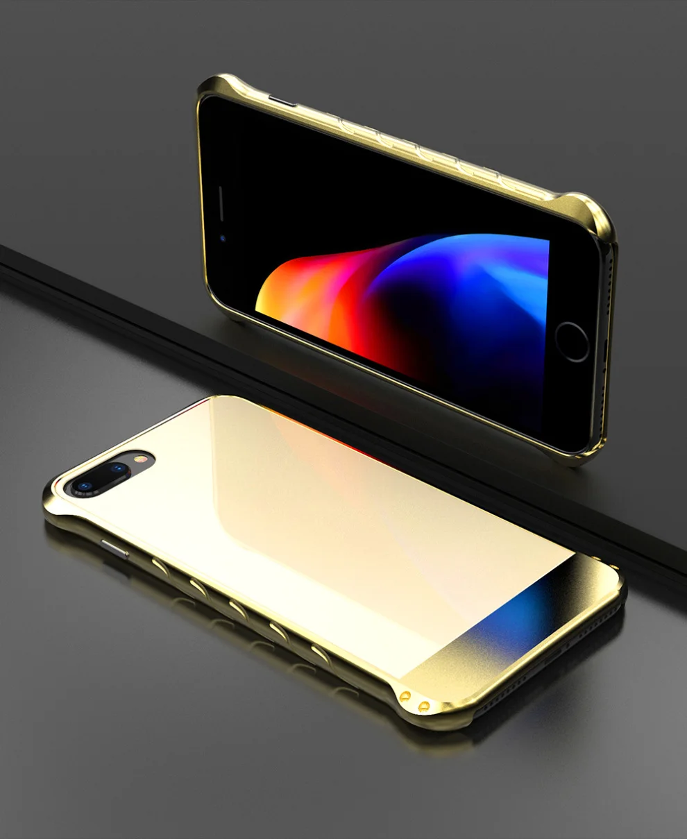 Роскошный гальванический цветной металлический бампер стеклянный чехол для iPhone 8 7 Plus тонкий жесткий противоударный чехол для iPhone 7 8/8 Plus