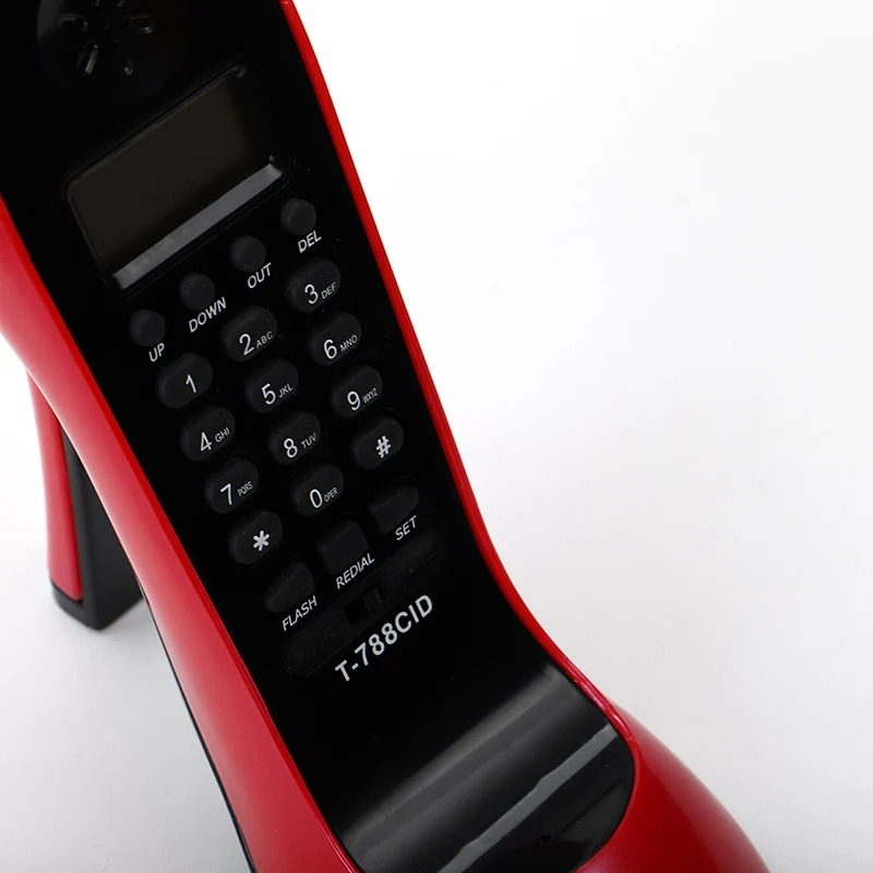 FSK/DTMF высокий каблук мини-телефон Fixe стационарный телефон с Call ID тон импульса Flash домашний телефон красный розовый творческий стиль