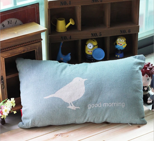 Free Shipping Blue Color Seat Cushion Good Morning Cotton Sofa Blue Color Seat Cushion Good Morning Cotton Sofa Pillow Soft Waist High