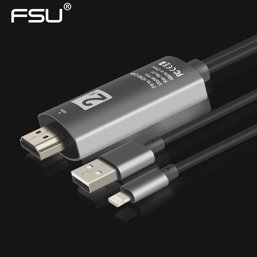 

Lightning to HDMI USB Cable with Charging Cable support 1080p Adapter for mobile iphone IPad HDTV Projector