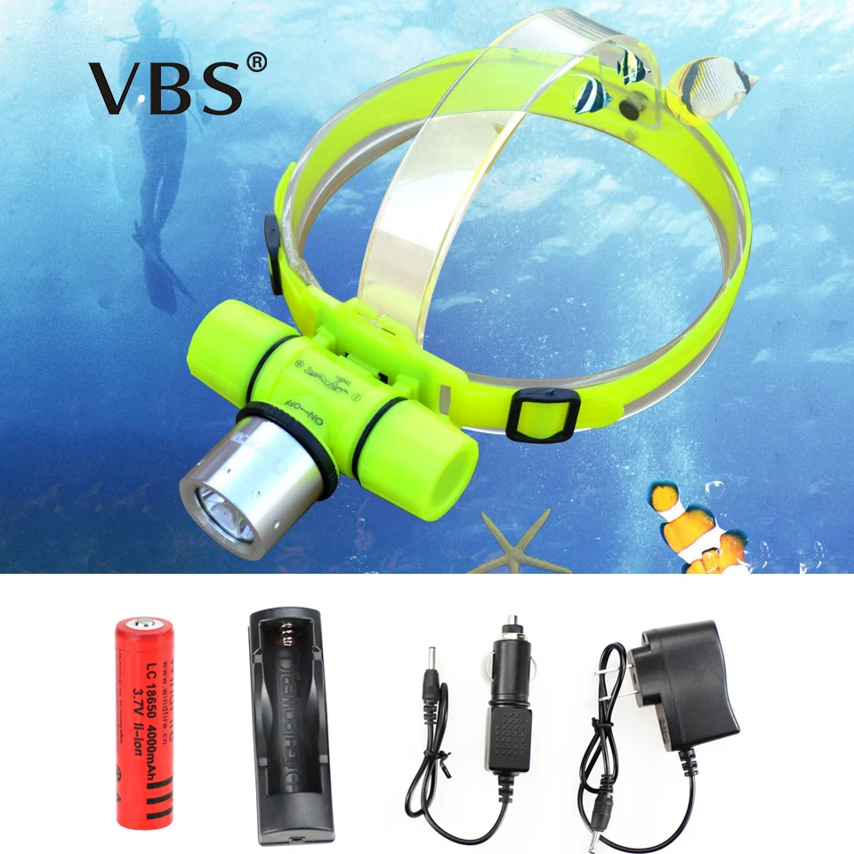 

Diving Headlamp CREE XM-Q5 LED Underwater Waterproof 150m Headlight + Charger Dive + 18650 Flashlight IP68 Head Light Lamp Torch