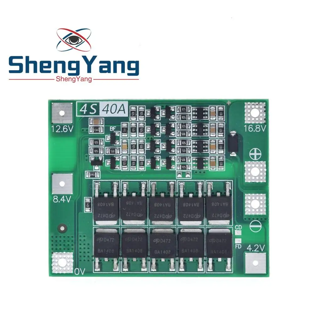 ShengYang 4S 40A литий-ионный аккумулятор 18650 зарядное устройство PCB плата защиты BMS для электродвигателя 14,8 V 16,8 V Lipo модуль