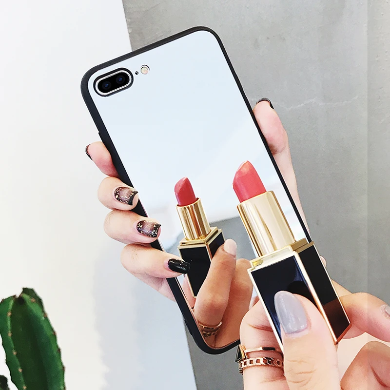 

Phone Case For iPhone 7 6 6s 8 X Plus Fashion Luxury Glass casing Mirror Case Cases Back Cover For iPhone X