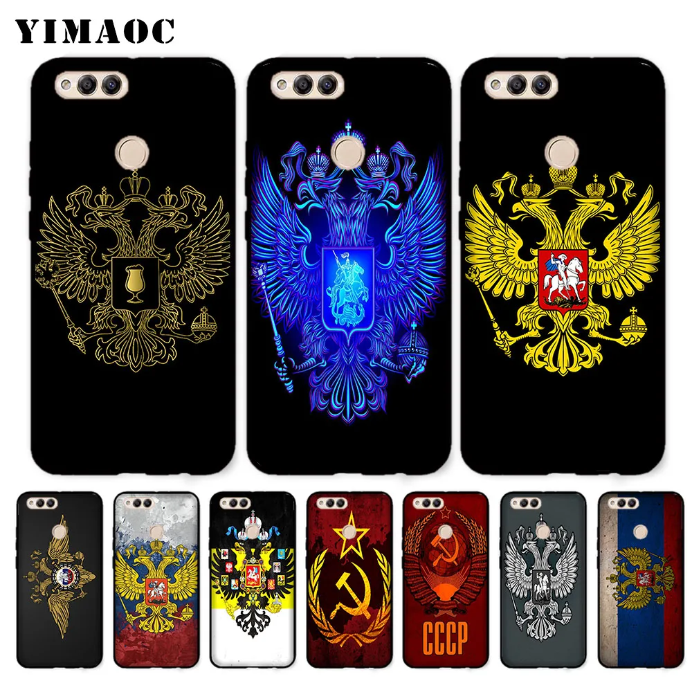 

YIMAOC russia Flag coat of arms Soft Case for Huawei Honor Note 10 9 Lite 8C 8X 8 Lite 7X 7A 3GB Pro 7C 6A
