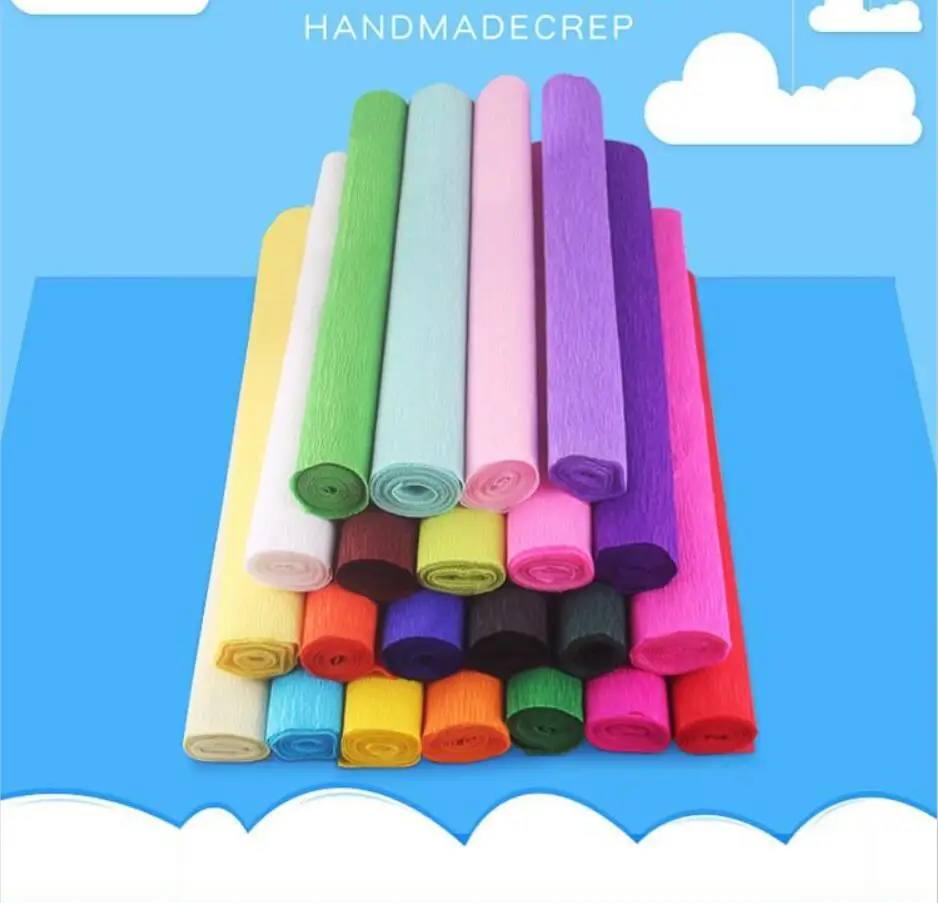 

250x50cm 24 Color retractable crepe paper handmade diy paper flower material paper rolled edge paper kindergarten handmade pape