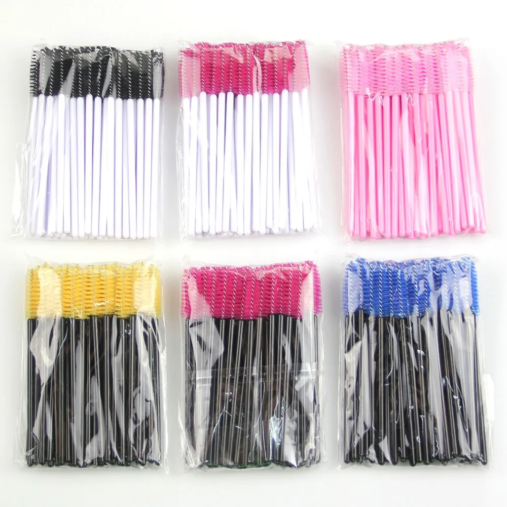 

50Pcs /Pack Disposable Micro Eyelash Brushes Mascara Wands Brushes Eyelash Comb Brushes Spoolers Cosmetic Brush Makeup Tools