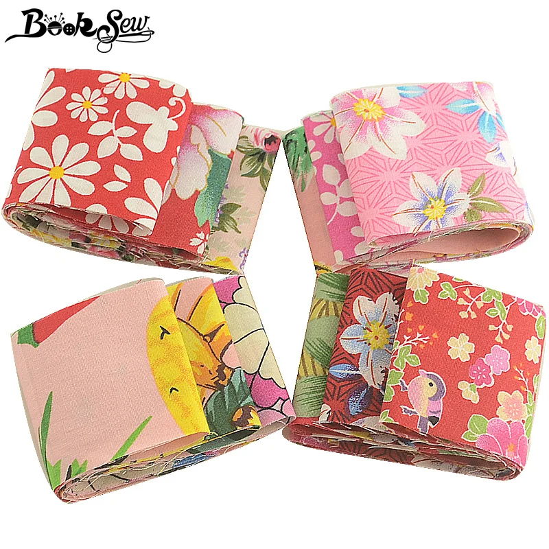Booksew хлопок поплин Ткань розовый и красный желе рулонов полосы 12 шт./лот 5 см x 50