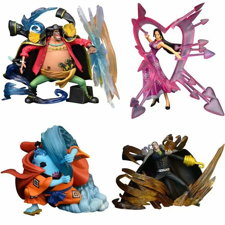 

4pcs/set Anime One Piece Shichibukai Marshall D Teach Boa Hancock Jinbe Sir Crocodile Figure Model Toys 26cm