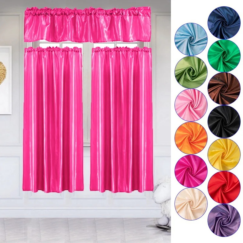 

Valance &Curtain Panels Curtain Set Solid Color Blackout Small Curtain Drape for Kitchen Study Room Coffee Shop Curtain