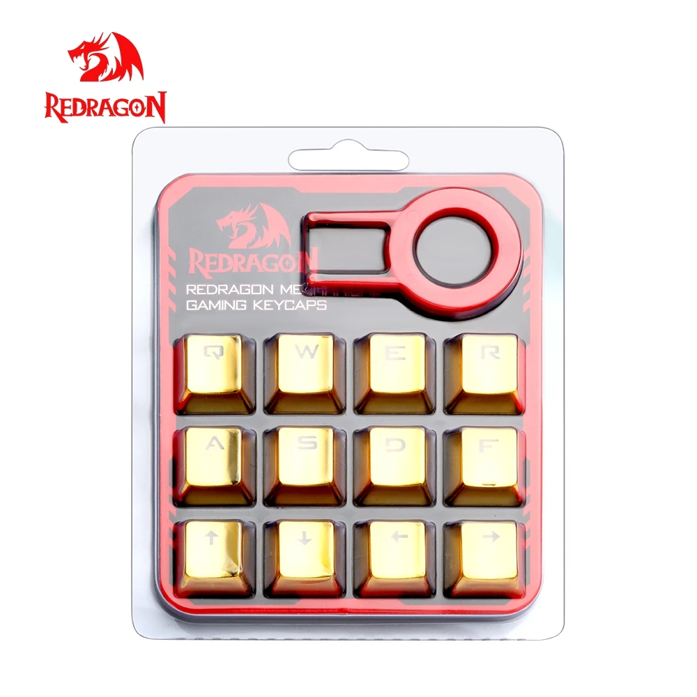 Redragon 12 колпачков для механической клавиатуры Gloden-plated Key caps Cherry MX style mechanical keyborad включая ключ-Съемник - изображение
