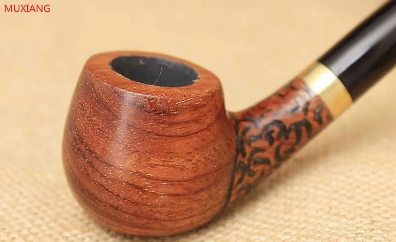 13 imported rosewood beautiful enchased long stem tobacco pipe with bent acrylic mouthpiece reading smoking pipe for cigarette weed smoking
