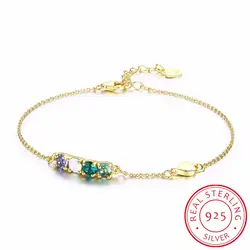 LEKANI реального S925 цвет серебристый, Золотой покрытием геометрический настраиваемый Шарм Браслеты браслеты для Для женщин Fine Jewelry