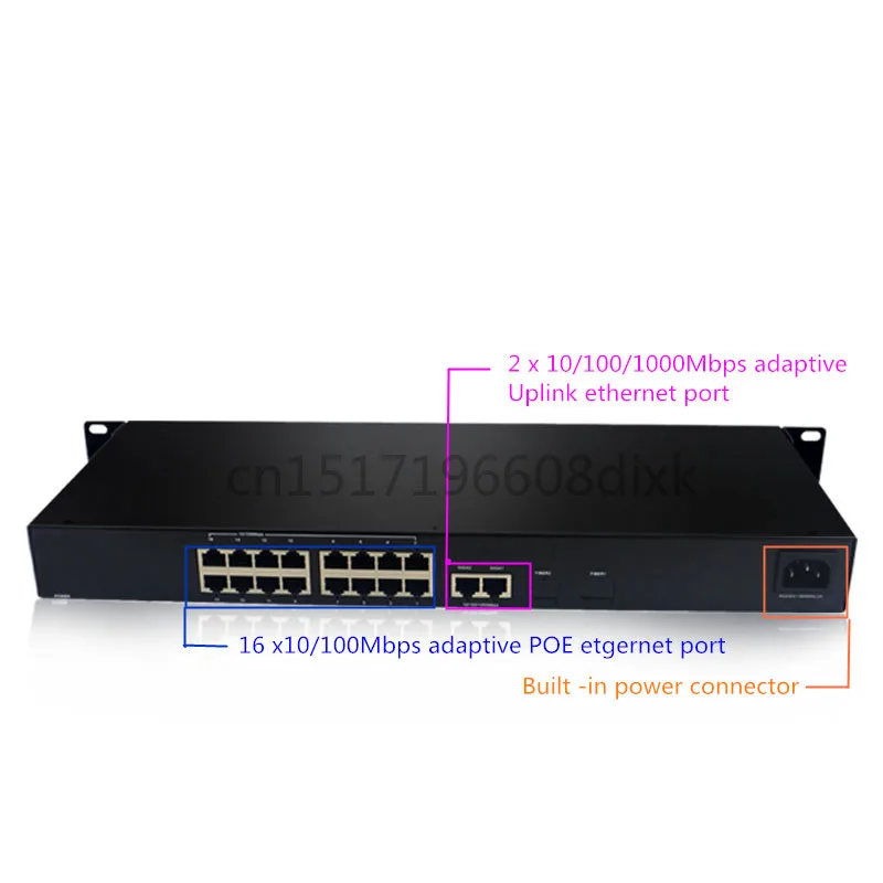 288W коммутатор питания через ethernet 16 портов 10/100 Мбит/с-портовой POE питания и 2-Порт Gigabit uplink порт 48V ip-камеры с питанием по POE и Точка беспроводного доступа