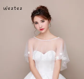 

Ceremonial Shawl Bride Wedding Shoulders Thin Section Perspective Veil Large Size Cape Wedding PJ24