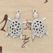 8pcs Pendenti e Ciondoli Hollow Tartaruga Tartaruga di Mare 38x25mm Bronzo Antico di Colore Argento Placcato Pendenti con gemme e perle Che Fanno A Mano FAI DA TE gioielli tibetano