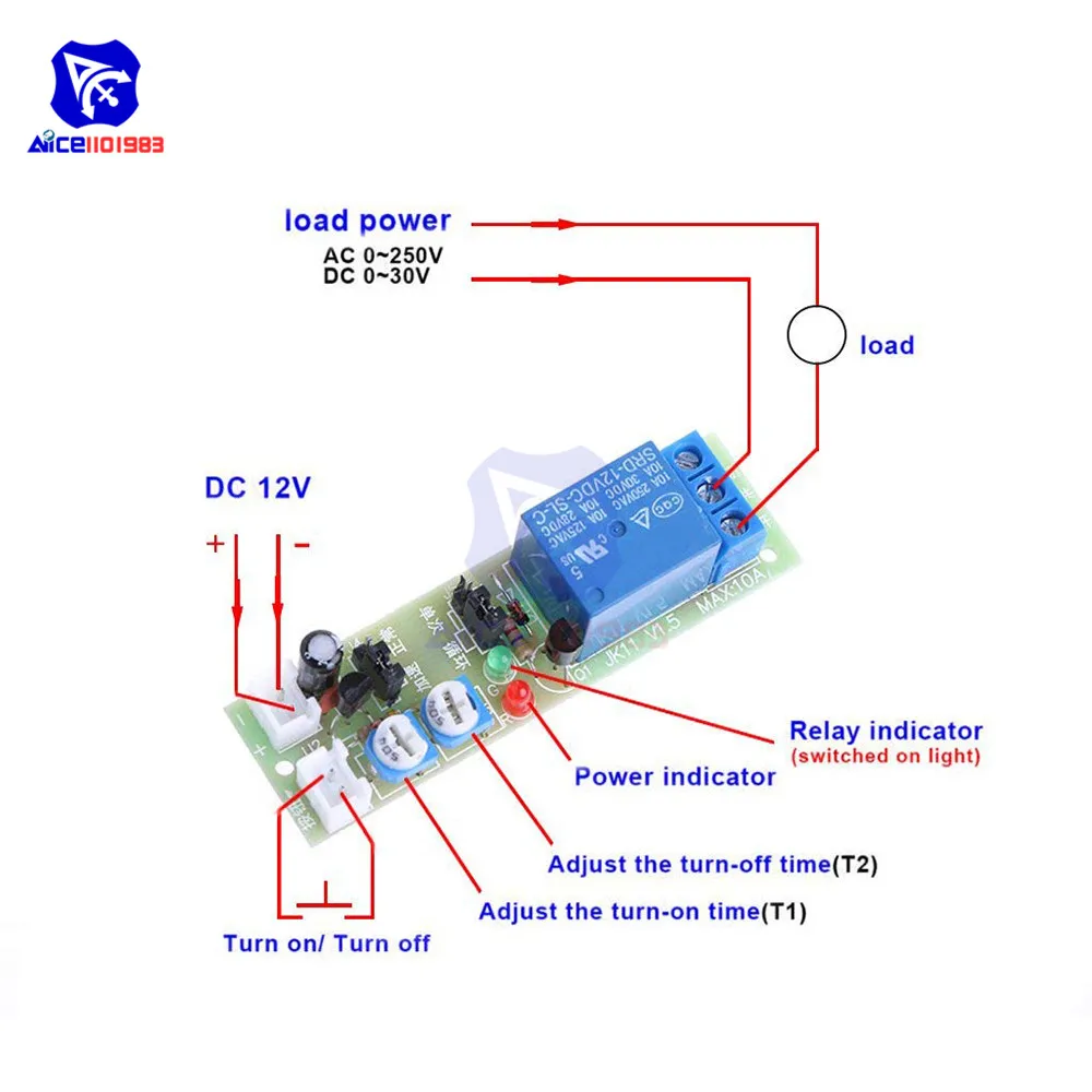 Adjustable Cycle Timer Delay OnOff Switch Relay Module Adjustable Cycle - View #9
