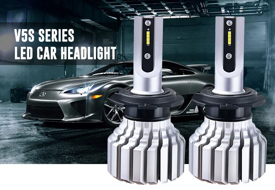 Foxcnsun LED H4 Car Bulbs 6500K Auto H7 LED Headlight Fan-less Head Lamp SUV 50W CSP Chips H11 9005 9006 led H3 H1 Bulbs H15 H8 (1)