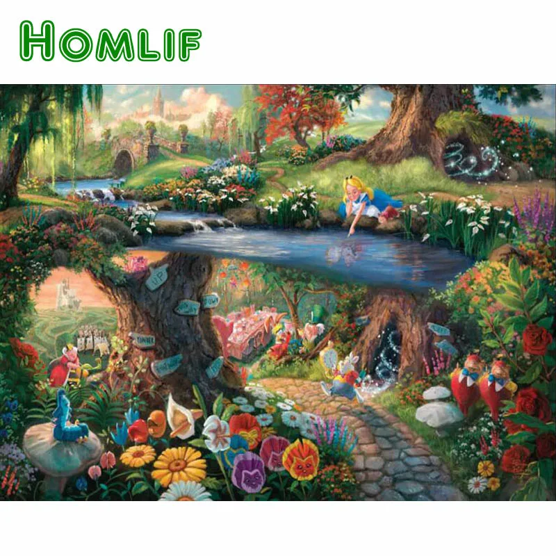 HOMLIF Diy Diamond Paintings cartoon Christmas Pattern Bead work Pictures Needlework world Mosaic Craft | Дом и сад