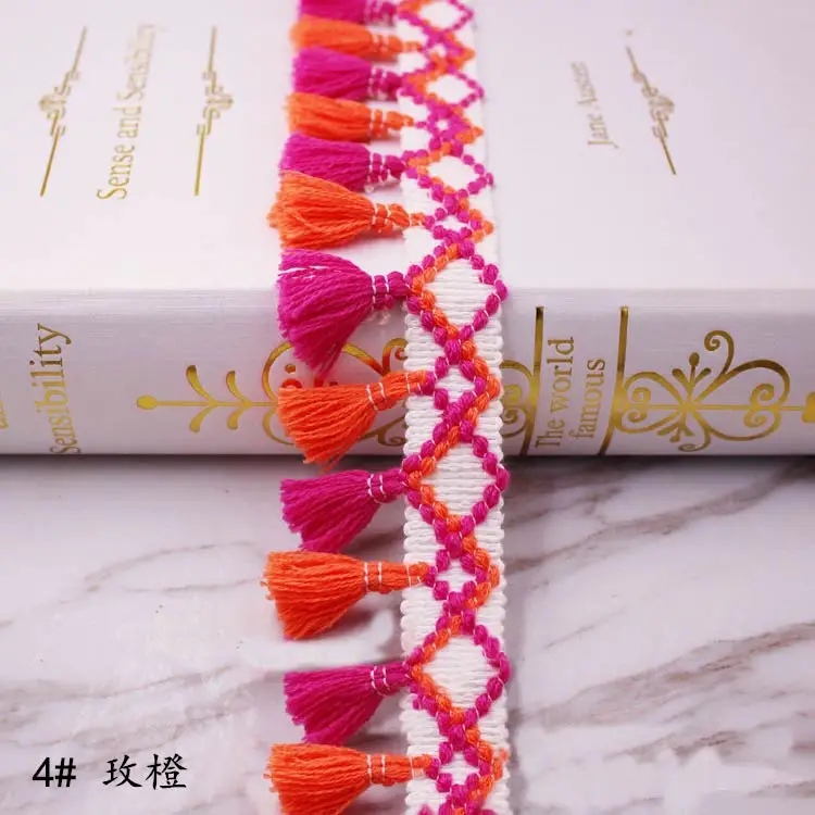 4 rose and orange 1 ярдов/партия кисточка бахрома отделка Ткань кисточки бахрома кружево отделка с кисточками для украшения штор DIY Швейные аксессуары - Цвет: 4 rose and orange
