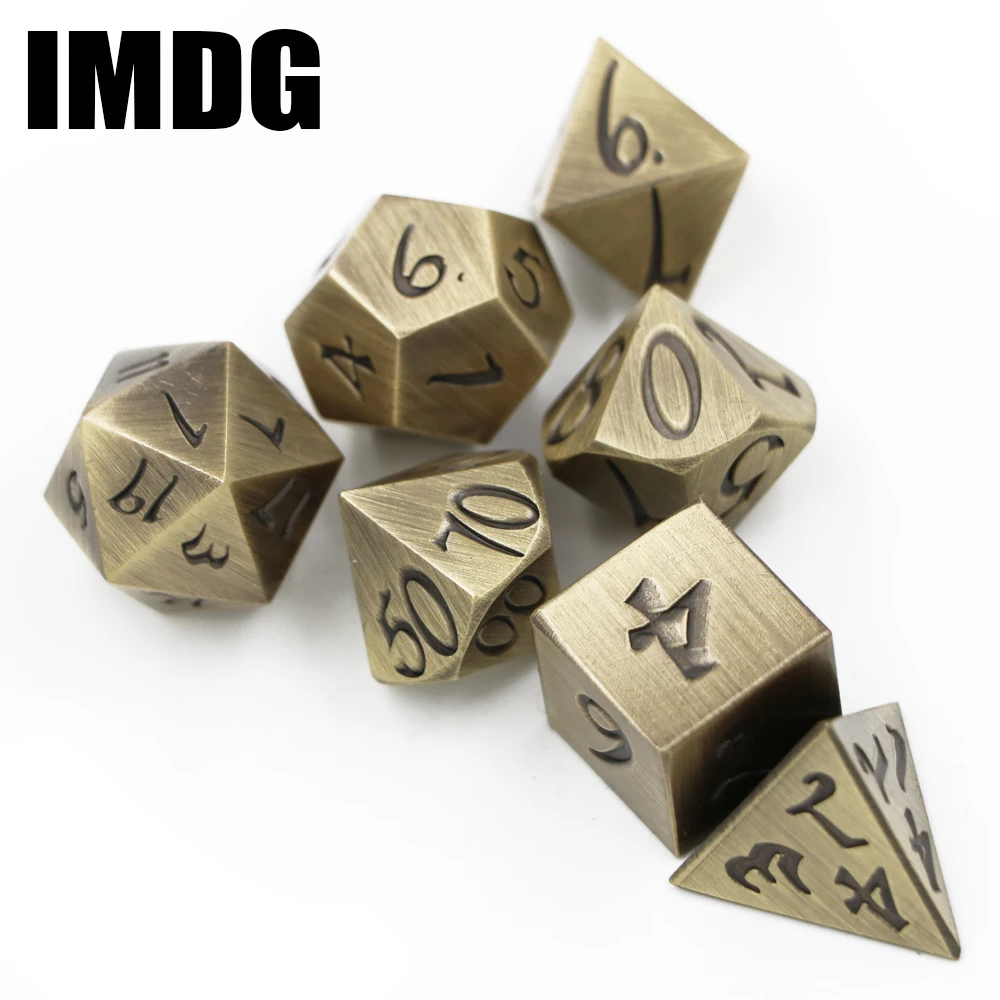 

2018 Dungeons & Dragons 7pcs/set Creative RPG Game Dice Metal Dice DND New Font Ancient Bronze Color