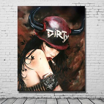 

Abstract Handpainted Oil Painting on Canvas Smoking Nude sexy girl wear a hat Reproduction Brian wall art picture for home decor