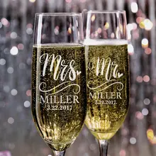 Набор из 2 г-н миссис Свадьба шампанского флейты персонализированные шампанского флейта Свадебные сувениры на заказ жениха и невесты бокал шампанского