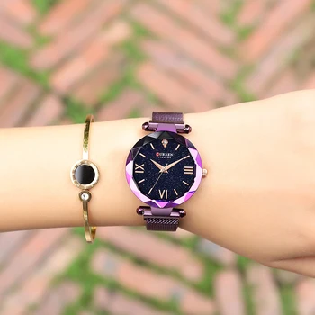 

Charming Purple Women Watches Minimalism Casual Starry Sky Lady Wristwatch Magnet buckle Fashion Luxury Brand Female Watch Gift