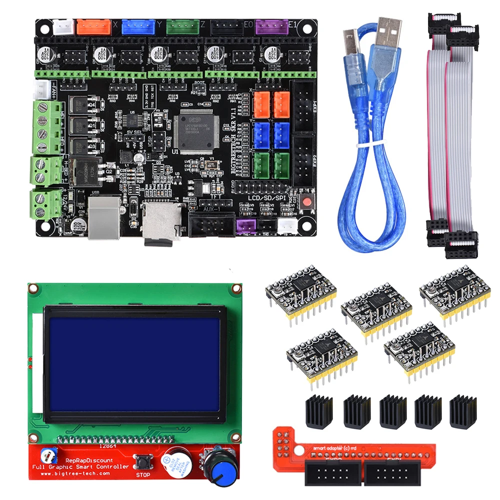 BIGTREETECH SKR V1.1 материнская плата Smoothieboard ARM с 12864LCD панель отображения + TMC2130 TMC2208 A4988