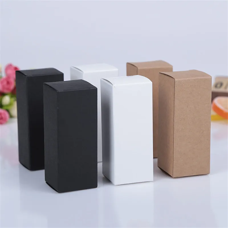 

9 size Black white Kraft Paper cardboard box Lipstick Cosmetic Perfume Bottle Kraft Paper Box Essential Oil Packaging Box 500pcs