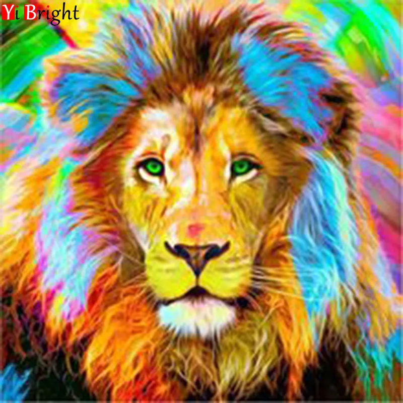 

Diamond painting art"Colorful lion"Diamond Embroidery Full Square Drill mosaic diamond picture cross stitch LWR