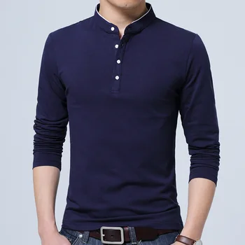 

Free shipping 2018 Spring men's fashion PURE cotton solid Color T shirt Full sleeve men's casual tops clothing YT89551