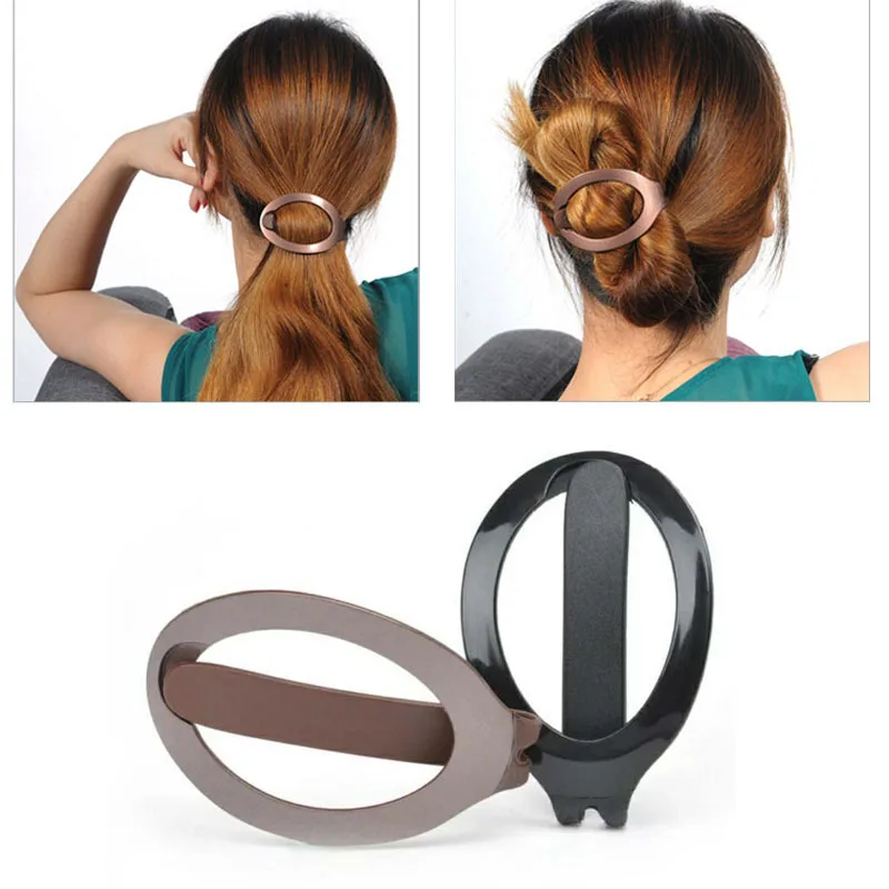 

1pc Women Girls Soft Plastic Black Hair Clip Bun Maker Barrette Styling Tool New Fashion Hair Accessories