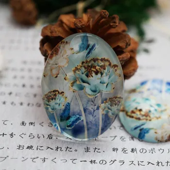 

round10-40mm oval 30x40mm flower Glass Cabochon for bracelet necklace women earring rings brooch DIY Jewelry hand made supply