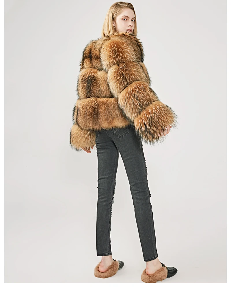 MAOMAOFUR Real Raccoon Fur Coat Women Winter Thick Natural Fur Jacket Female Full Sleeves Luxury Outwear Real Fur Coat