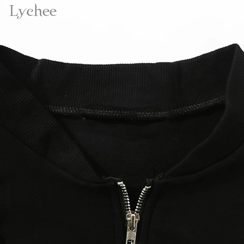 Lychee панк готический женский жакет с перекрестной шнуровкой на молнии длинным