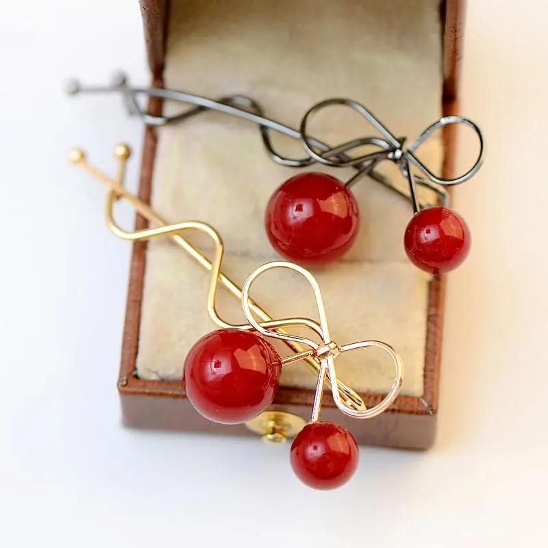 

Red Cherry Wave Live Vintage Golden Silver Headwear Hair Clips Barrettes Accessories for Women Fashion Hairgrips