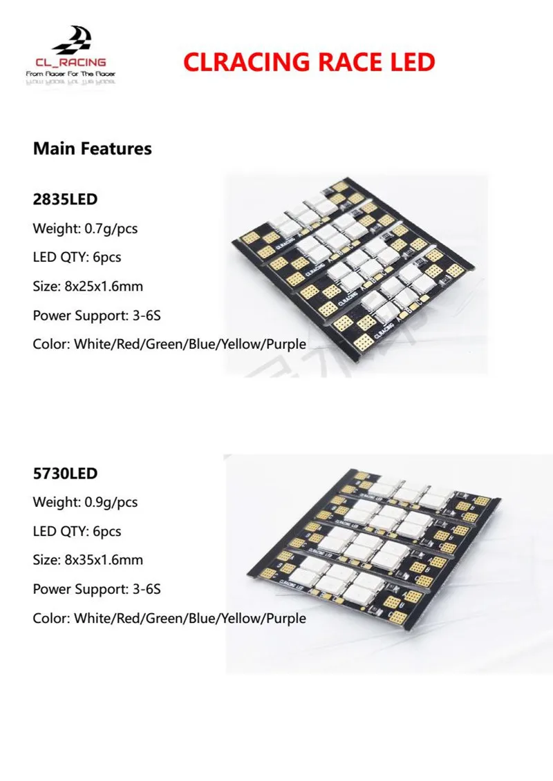 CL_Racing LLC 5730 FPV Drone LED Lights Board Built-in Serial 8pcs LED 11.1V-22.2V 3S-6S lipo for FPV Racing Quadcopter Drone (1)