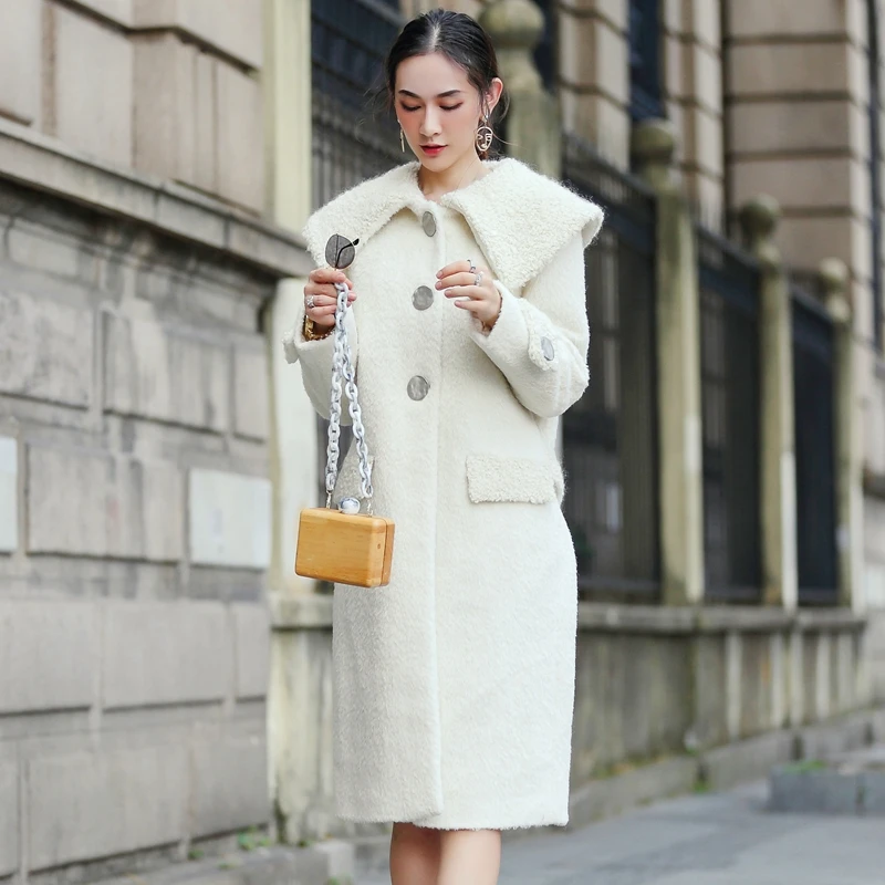 

Real Fur Coat Alpaca Wool Jacket Autumn Winter Coat Women Clothes 2019 Korean Vintage Long Tops Thick Outwear Abrigo Mujer T3136