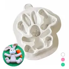 1 Pc Buttons Rabbit Easter Bunny Silicone Mould Fondant Cake Sugar DIY Kitchenware Bakeware mold Home Baking Tool gift 3