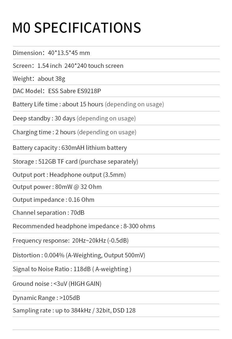 SHANLING M0 ES9218P 32 бит/384 кГц Bluetooth AptX LDAC DSD MP3 FALC портативный музыкальный плеер Hi-Res аудио