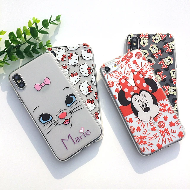 Special Price Soft TPU Phone Case For Apple iPhone X Case For iPhoneX Case 7 8 Plus Cover Transparent Capa Funy Donald Duck Hello Kitty