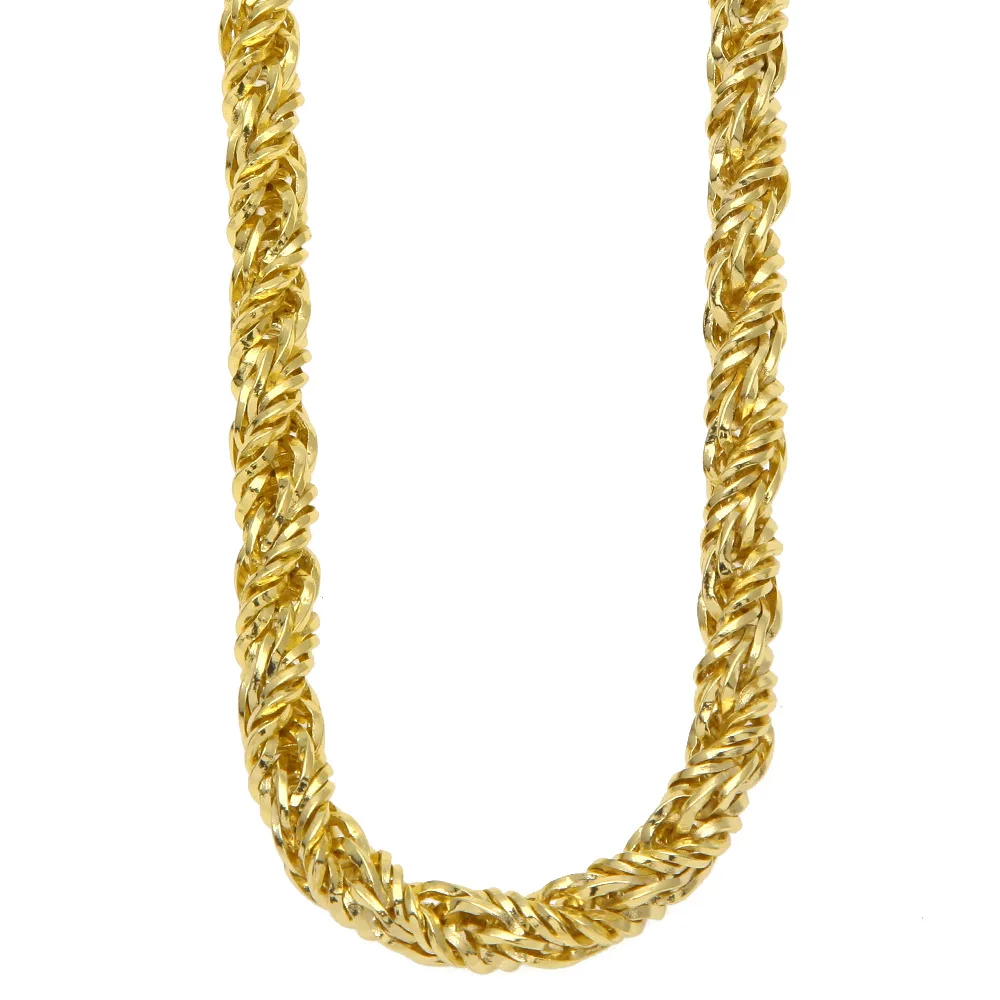 Толстые 6,5 мм шипы Веревка Цепь желтое золото заполненная медь мужская длинная витая ожерелье новые модные аксессуары