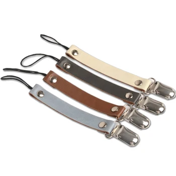 

Leather Short Baby Pacifier Clip Chain Soother Nipple Holder Clasps Metal Dummy Clips Feeding Attache Fixed Length