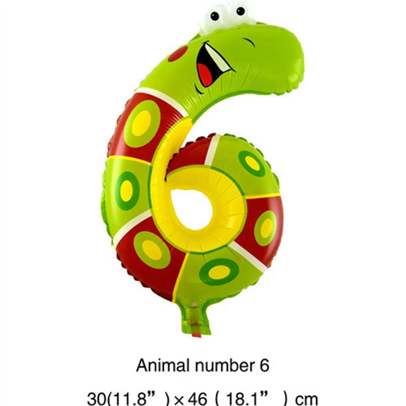 1 шт. воздушный шар в виде животного с цифрами, тигра, Льва, обезьяны, жирафа, Гелиевого шара, детский подарок на день рождения, декор в виде животного на тему зоопарка - Цвет: 6