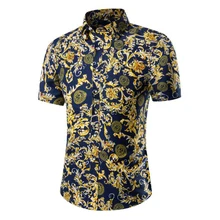 Азиатский размер модные мужские рубашки новые рубашки с коротким рукавом летние однобортные повседневные рубашки с цветочным принтом для мужчин