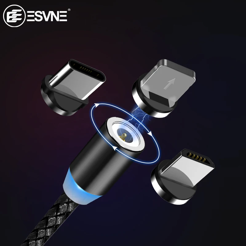 ESVNE 2m Магнитный кабель Micro Usb Typc C магнитная зарядка для Iphone lighting 2A Быстрая