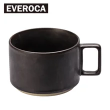 Everoca Vintage Metall Stil Keramik Becher Quadratischen Griff Matte Kaffeemilch Becher Büro