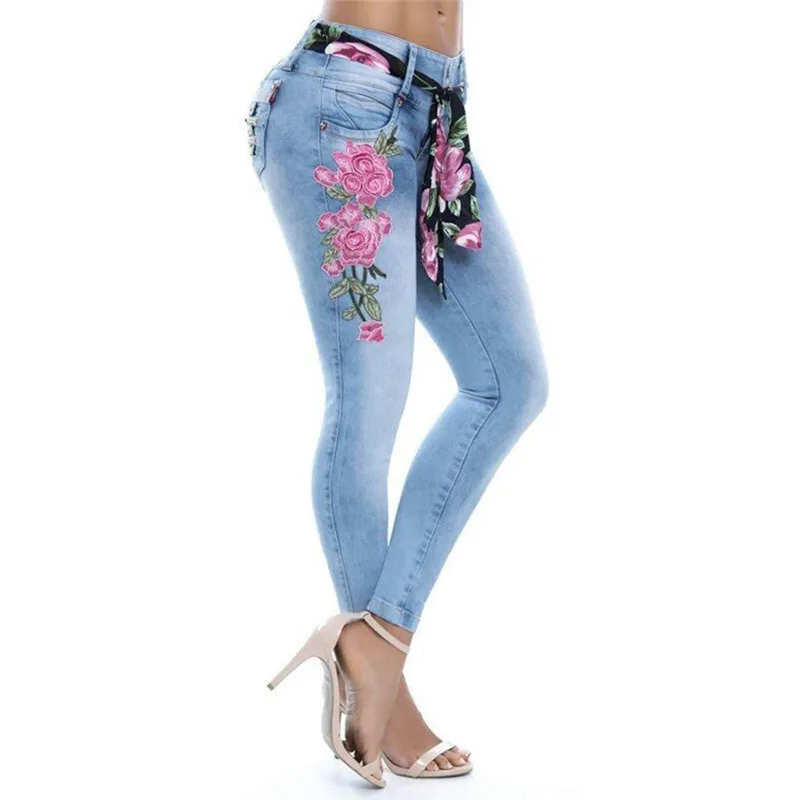 ladies floral jeans