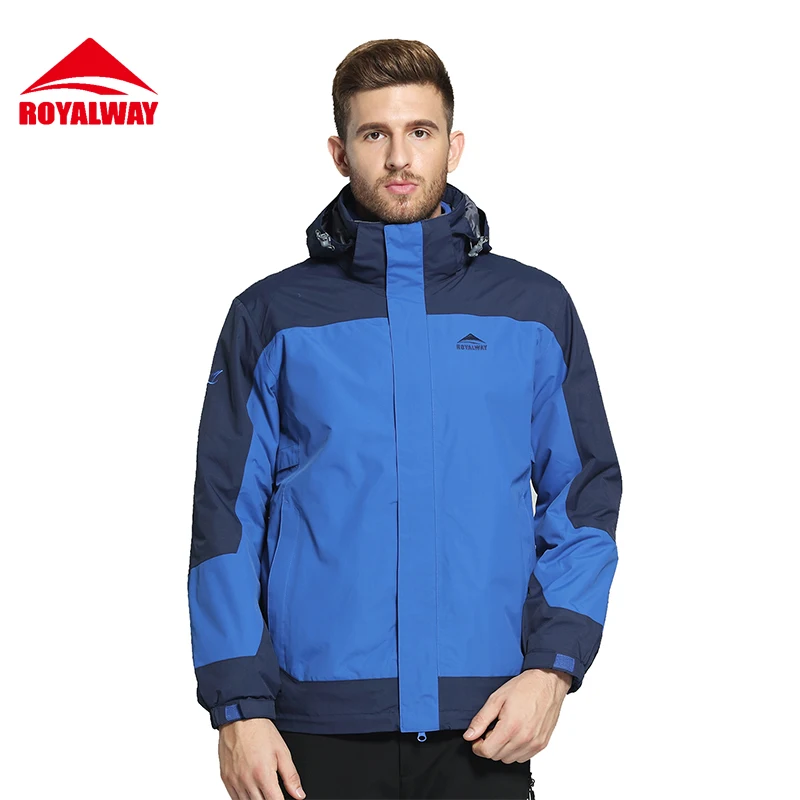 

ROYALWA 2Pieces Hiking Jackets Men Waterproof Windproof Warm Hiking Outdoor Camping Jackets Thermal 2017 New Arrival #ROM5296D